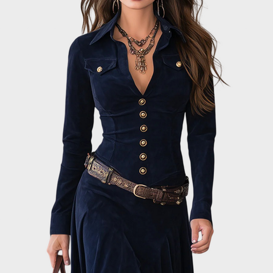 Ana - Vestido Contemporâneo de Veludo