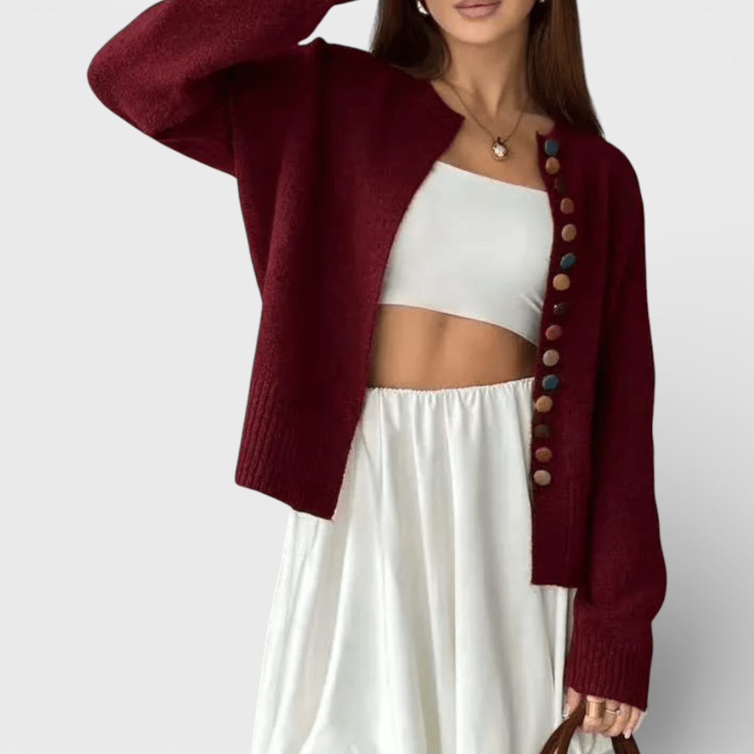 Nicole - Cardigan com Detalhe de Botões Coloridos
