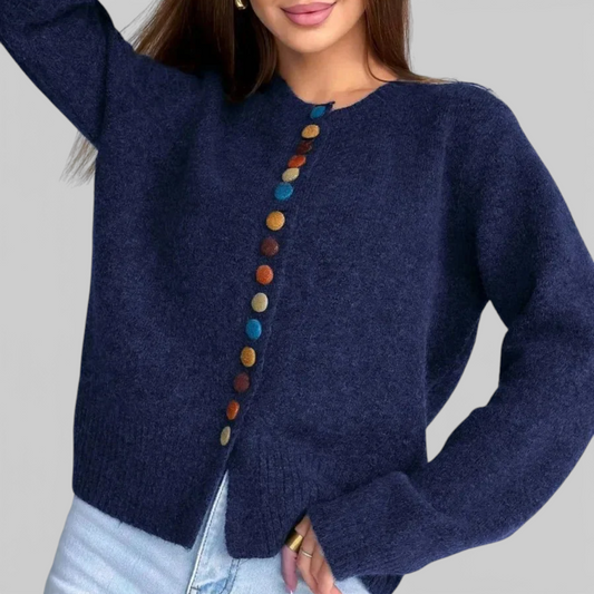 Nicole - Cardigan com Detalhe de Botões Coloridos