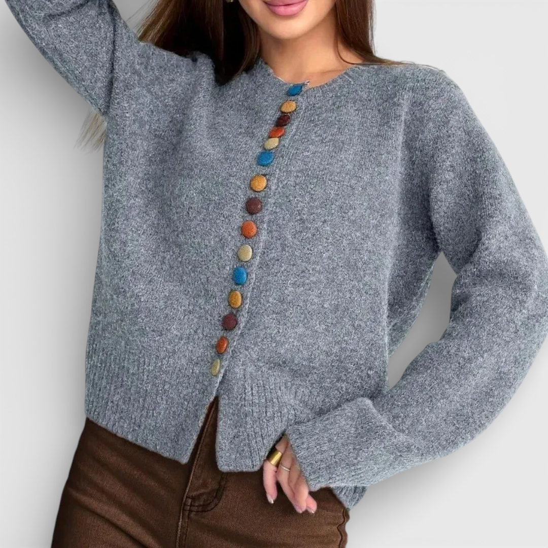 Nicole - Cardigan com Detalhe de Botões Coloridos