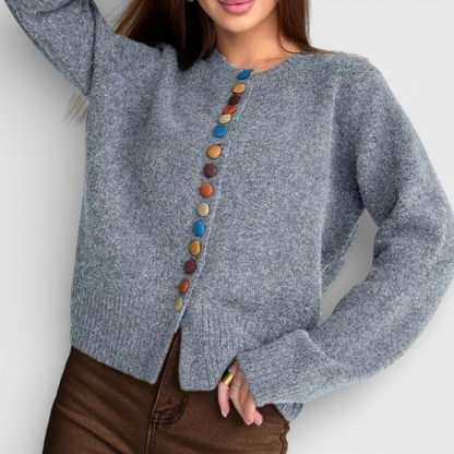 Nicole - Cardigan com Detalhe de Botões Coloridos