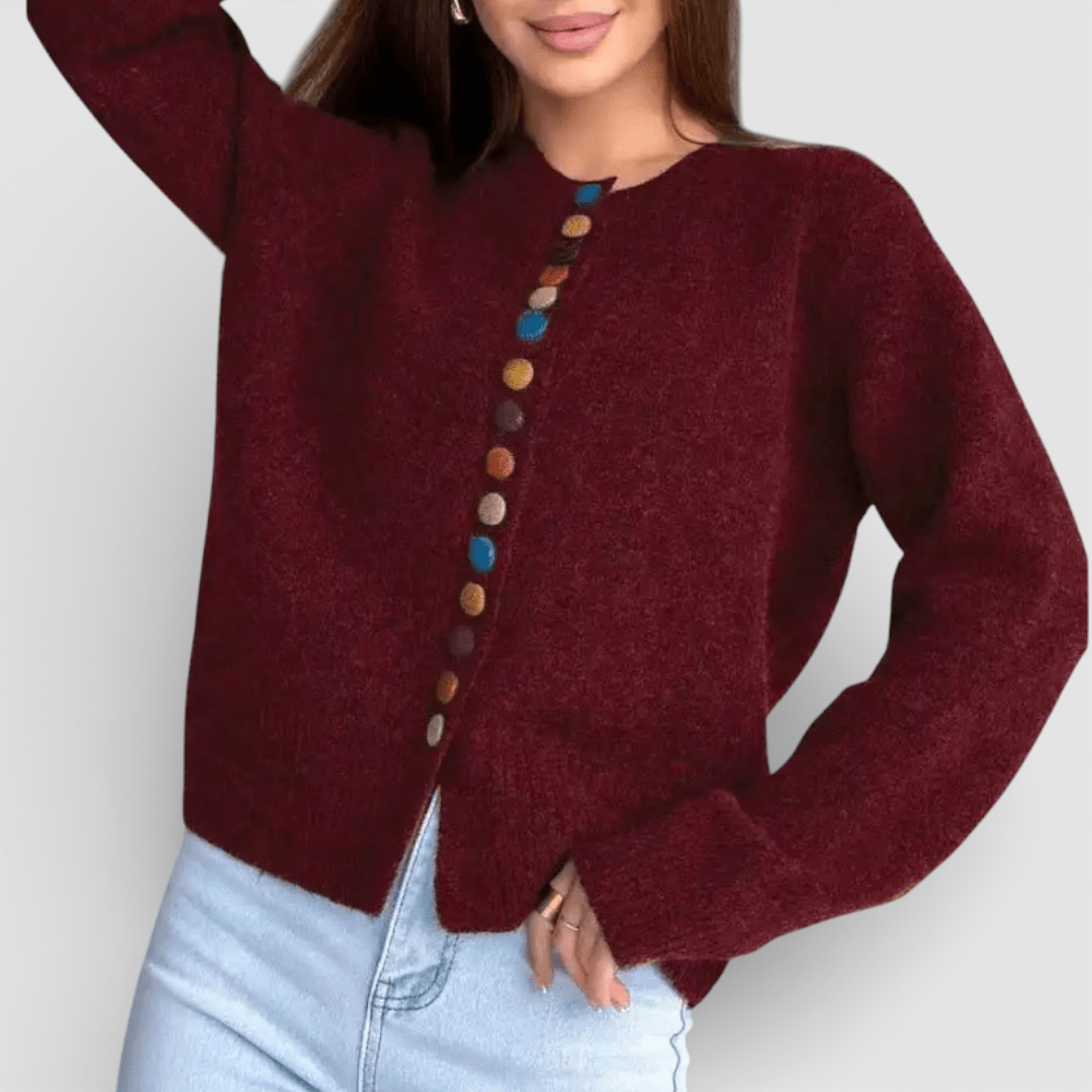 Nicole - Cardigan com Detalhe de Botões Coloridos